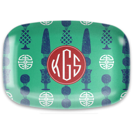 Green Topiary Melamine Platter